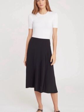 Cuyana Black Silk Midi Skirt